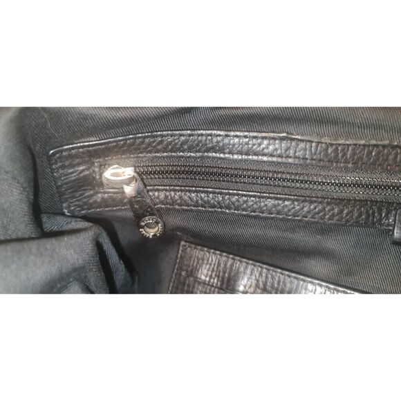 BALLY MIKAEL Black Textured Pebbled Leather Top Handles Tote Bag Medium Travel - Picture 9 of 16